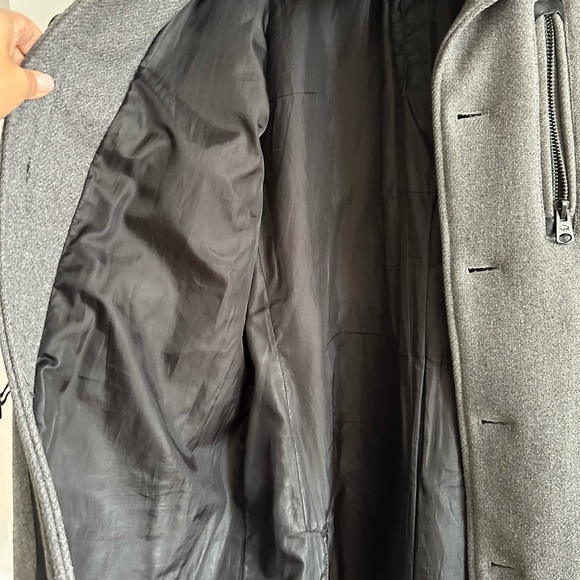 Buffalo wool blend men’s winter coat with leather elbow patches - Picture 3 of 7